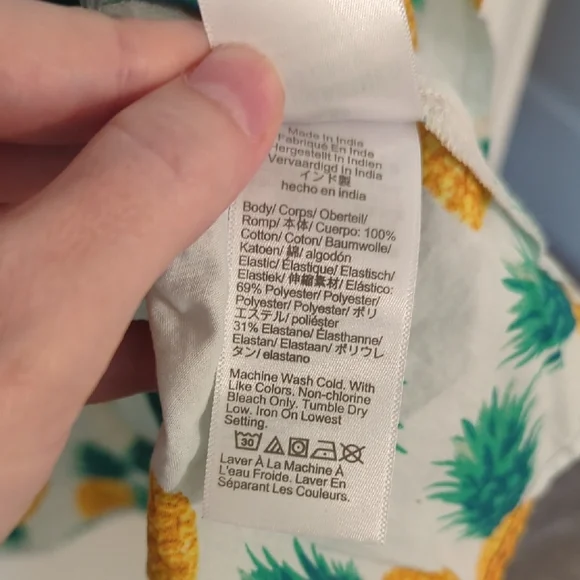 J. Crew Factory Pineapple Print Tie Smocked Top - Picture 4 of 5